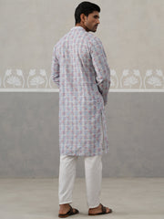 Printed and Emrbroidered Kurta Pyjama Set ( JOKP P 5314Blue ) [FF] [C-10]