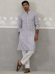 Printed and Emrbroidered Kurta Pyjama Set ( JOKP P 5314Blue ) [FF] [C-10]