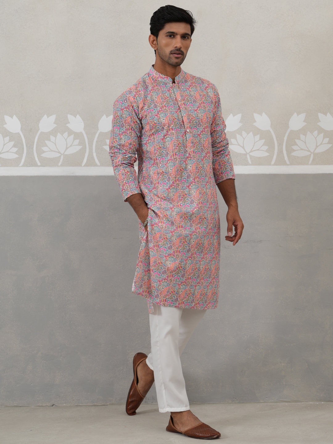 DesiQlo Men Embroidered Kurta Pyjama Set - Multicolor - JOKP_P_5314Mul