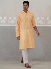 Printed and Emrbroidered Kurta Pyjama Set ( JOKP P 5314Orange ) [FF] [C-10]