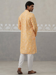 Printed and Emrbroidered Kurta Pyjama Set ( JOKP P 5314Orange ) [FF] [C-10]