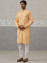 Printed and Emrbroidered Kurta Pyjama Set ( JOKP P 5314Orange ) [FF] [C-10]