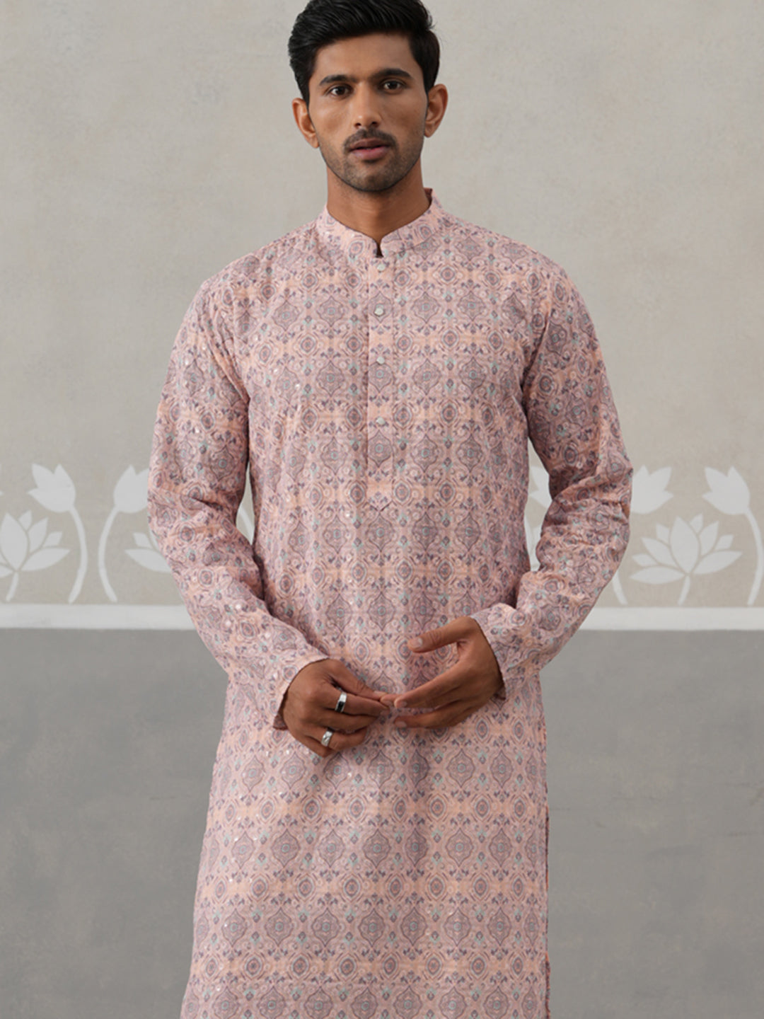 Printed and Emrbroidered Kurta Pyjama Set ( JOKP P 5314 P 5314Peach ) [FF] [C-10]