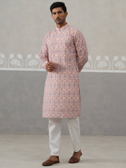 Printed and Emrbroidered Kurta Pyjama Set ( JOKP P 5314 P 5314Peach ) [FF] [C-10]