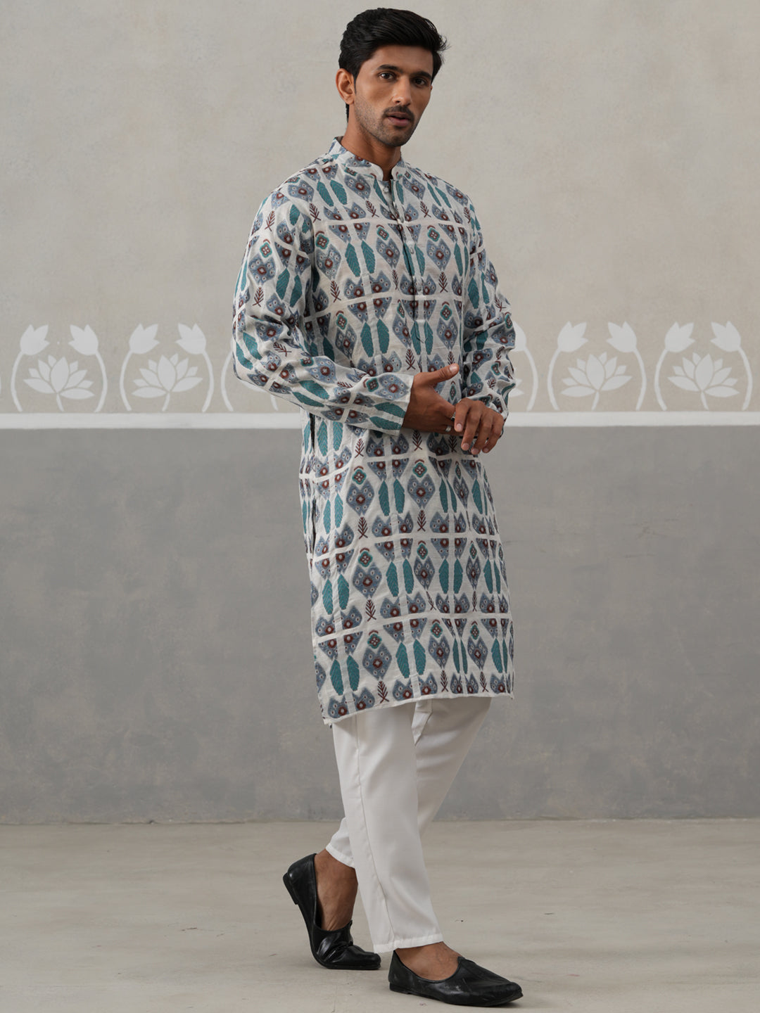 DesiQlo Men Self Design Kurta Pyjama Set - Blue
