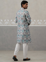 Silk Blend Woven Design Kurta Pyjama Set (JOKP P 5315 Blue ) [FF] [A-1-4]