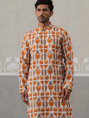 Silk Blend Woven Design Kurta Pyjama Set (JOKP P 5315 Orange ) [FF] [A-1-4]