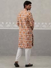 Silk Blend Woven Design Kurta Pyjama Set (JOKP P 5315 Orange ) [FF] [A-1-4]