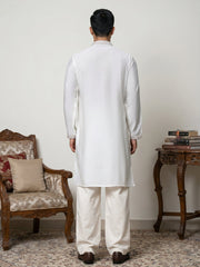 Traditional Embroidered Kurta with Korean Pants ( JOKP PJ11W 5318White )