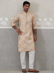 Floral Embroidered and Sequins Kurta Set ( JOKP P 5323 P 5323Cream ) [FF] [B-1-2]