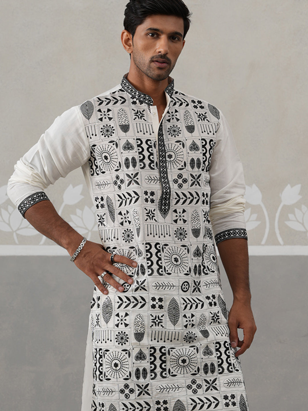 Silk Blend Embroidered Kurta Pyjama Set (JOKP P 5325 White ) [FF] [B-10]