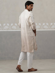 Silk Blend Mirror Work Kurta Pyjama Set ( JOKP P 5327Beige ) [FF] [B-1-2]