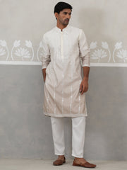 Silk Blend Mirror Work Kurta Pyjama Set ( JOKP P 5327Beige ) [FF] [B-1-2]