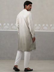 Silk Blend Mirror Work Kurta Pyjama Set ( JOKP P 5327Grey ) [FF] [B-1-2]