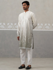 Silk Blend Mirror Work Kurta Pyjama Set ( JOKP P 5327Grey ) [FF] [B-1-2]