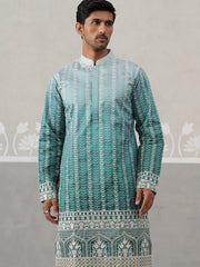 Silk Blend Kurta Pyjama Set ( JOKP P 5328 P 5328Peacock )