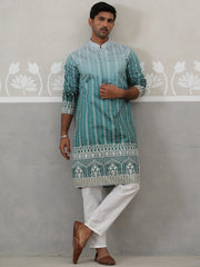 Silk Blend Kurta Pyjama Set ( JOKP P 5328 P 5328Peacock )