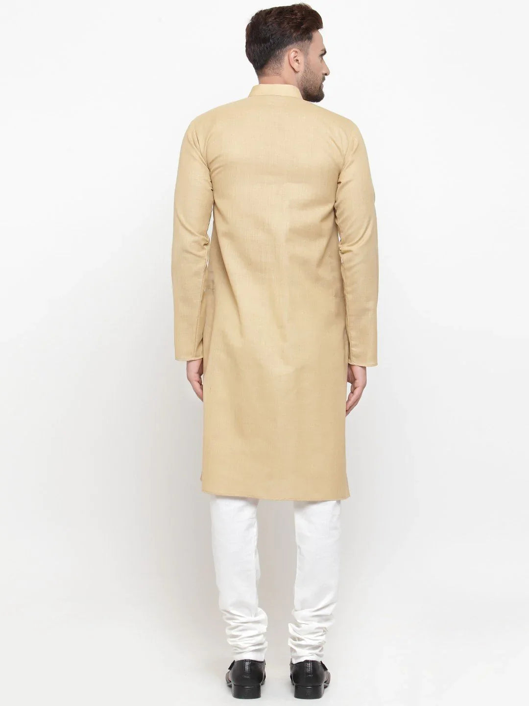 Beige Cotton Kurta Pajama Set - Solid Mens Kurta Pajama