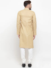 Men Beige & White Solid Kurta with Churidar ( JOKP 532 Beige )-JOKP-532
