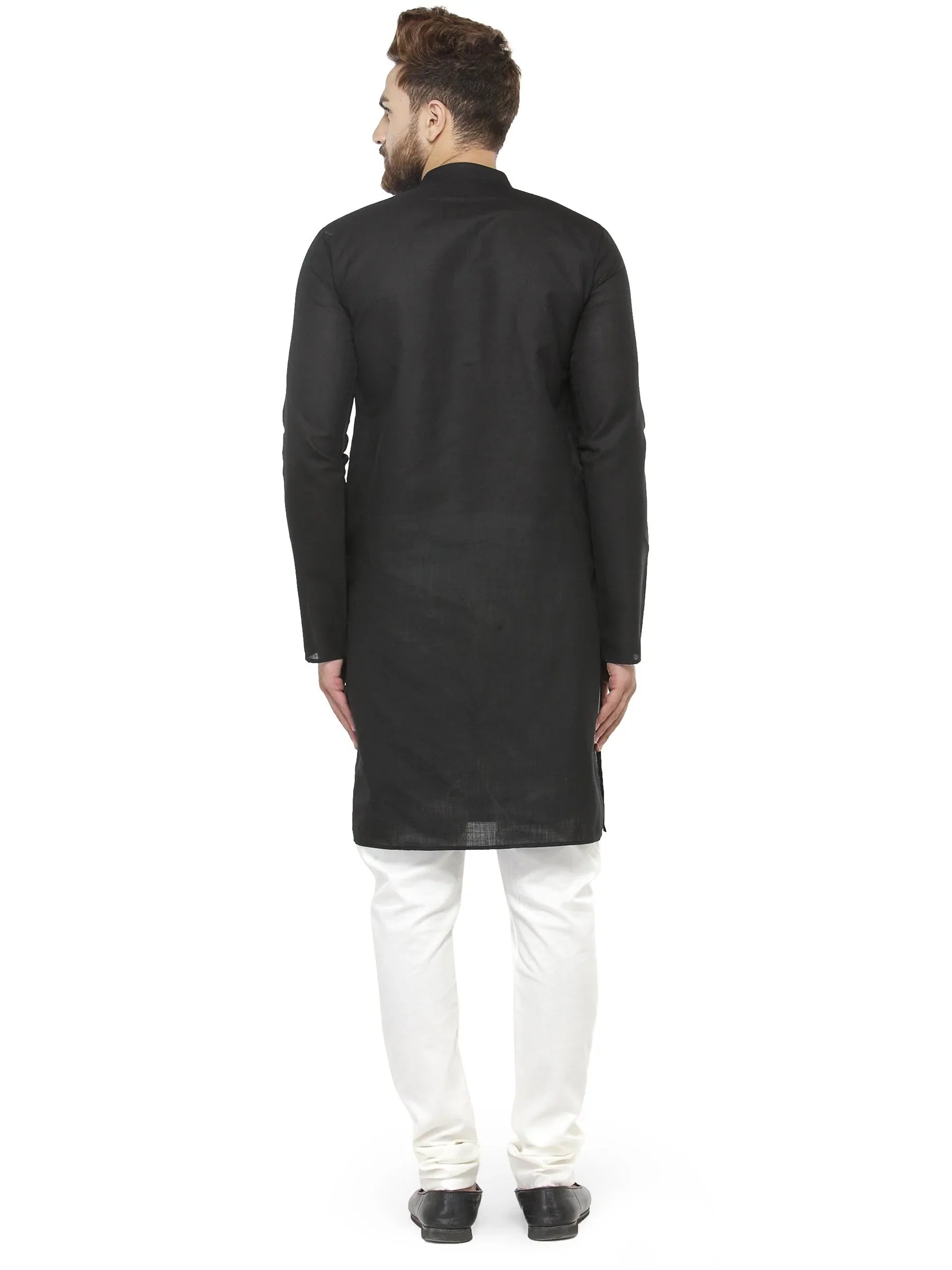 Black & White Solid Kurta with Churidar | Mens Kurta Pajama Set
