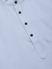 Men's Sky Blue Cotton Solid Kurta Only
