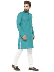 Men Green & White Solid Kurta with Churidar ( JOKP 532 Green )-JOKP-532