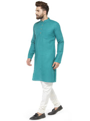 Men Green & White Solid Kurta with Churidar ( JOKP 532 Green )-JOKP-532