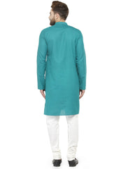 Men Green & White Solid Kurta with Churidar ( JOKP 532 Green )-JOKP-532