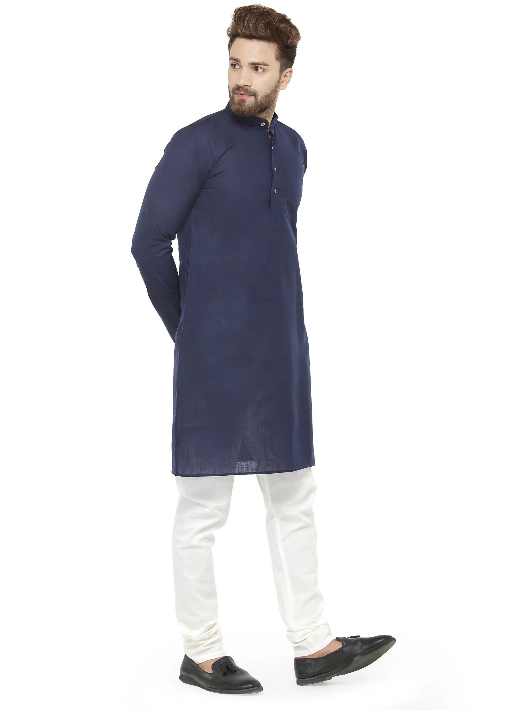 Navy Blue Cotton Kurta Pajama Set - Mens Kurta Pajama for all ...