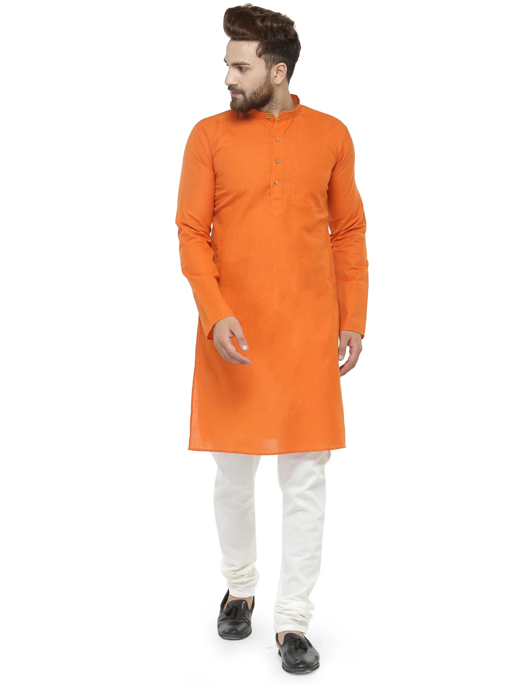 Orange Cotton Kurta Pajama Set - Mens Kurta Pajama for all Occ...