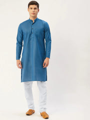 Men's peacock Cotton Solid Kurta Only