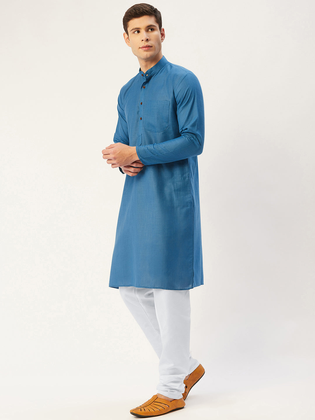Men's Peacock Cotton Kurta | Stylish Short Kurta for Men