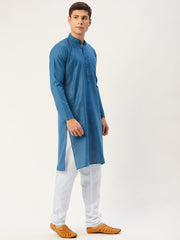Men's peacock Cotton Solid Kurta Only