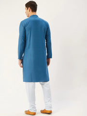 Men's peacock Cotton Solid Kurta Pyjama