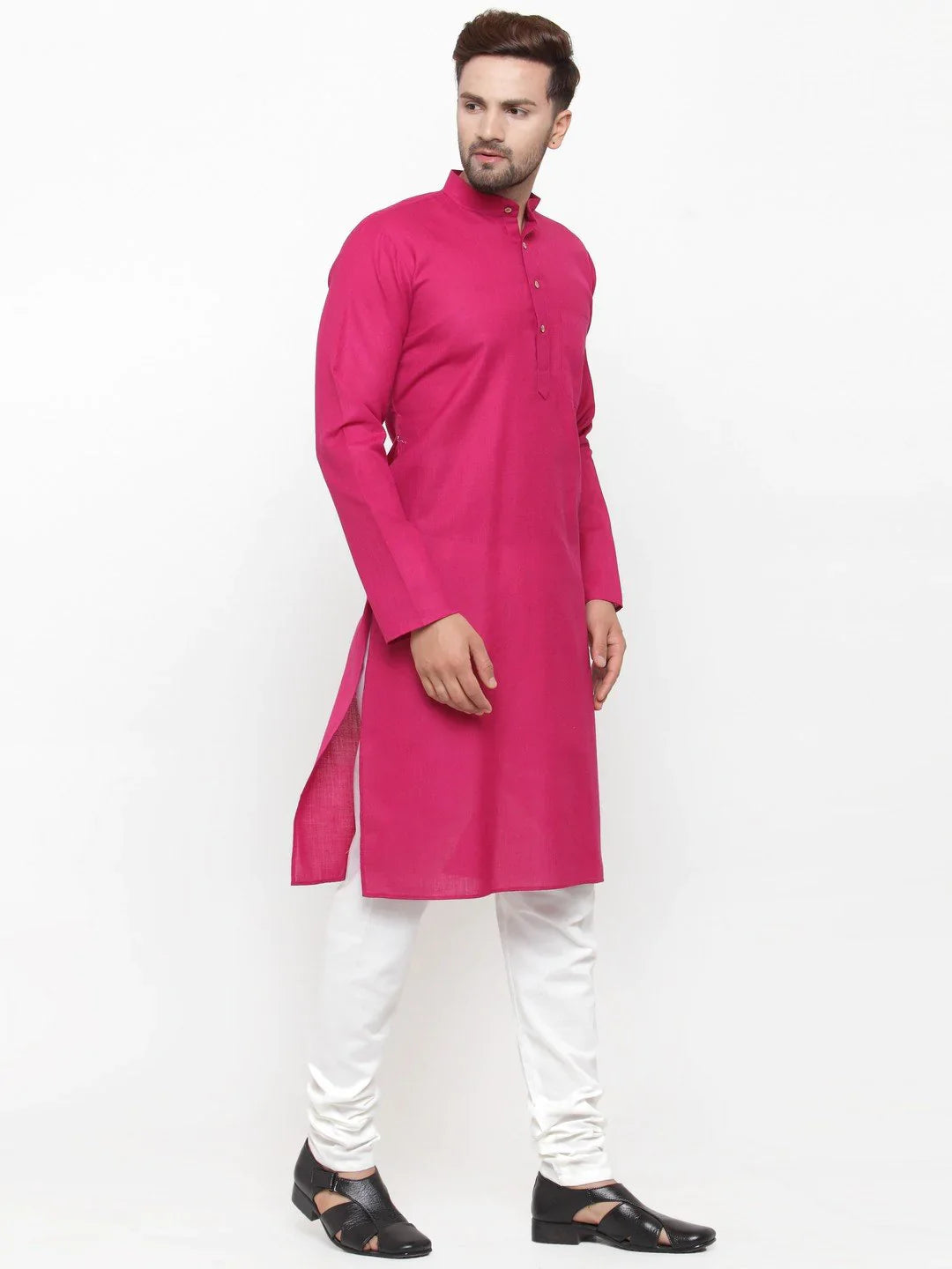 Pink Cotton Kurta Pajama Set - Solid Mens Kurta Pajama