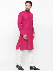 Men Pink & White Solid Kurta with Churidar ( JOKP 532 Pink )-JOKP-532