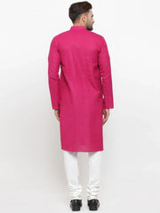 Men Pink & White Solid Kurta with Churidar ( JOKP 532 Pink )-JOKP-532