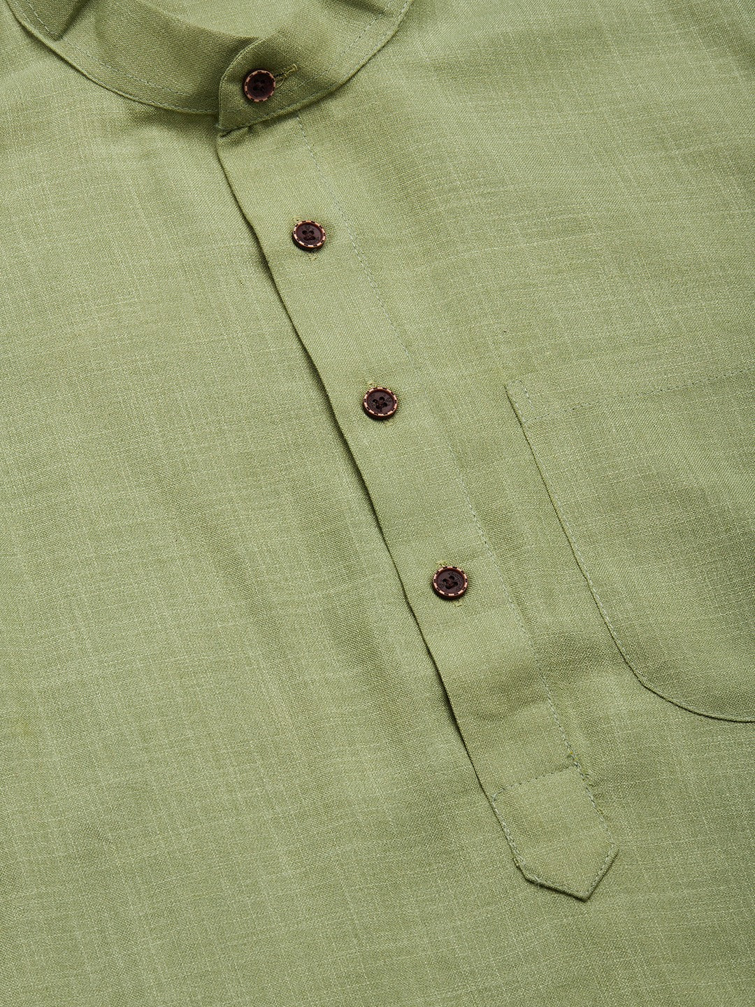Pista Cotton Mens Kurta Pajama Set | Solid Pathani Style
