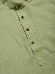 Men's Pista Cotton Solid Kurta Only