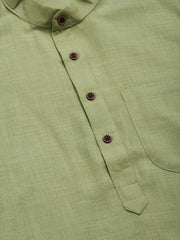 Men's Pista Cotton Solid Kurta Only