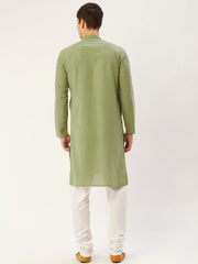 Men's Pista Cotton Solid Kurta Pyjama