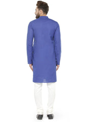 Royal Blue & White Solid Kurta with Churidar ( JOKP 532 Royal )-JOKP-532