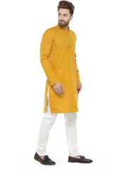 Yellow & White Solid Kurta with Churidar ( JOKP 532 Yellow )-JOKP-532