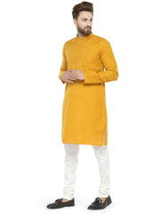 Yellow & White Solid Kurta with Churidar ( JOKP 532 Yellow )-JOKP-532