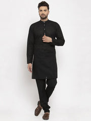 Men Black Chikan Kurta Only ( KO 561 Black )-KO-561