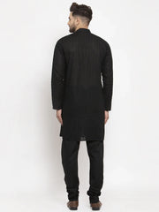 Men Black Chikan Kurta with Churidar ( JOKP 561 Black )-JOKP-561