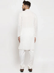 Men Cream Chikan Kurta with Churidar ( JOKP 561 Cream )-JOKP-561