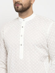 Men Cream Chikan Kurta with Churidar ( JOKP 561 Cream )-JOKP-561