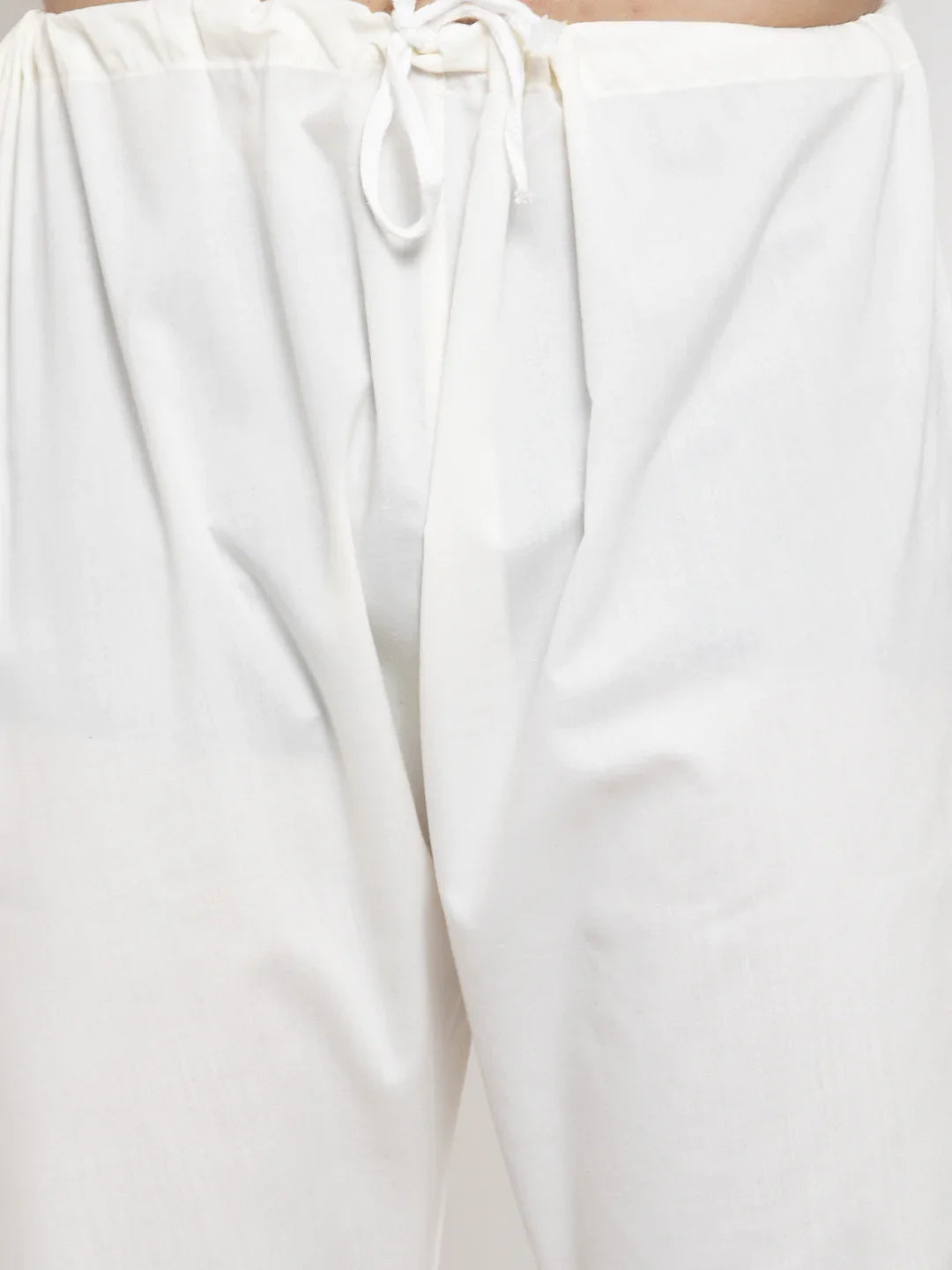 Cream Chikan Kurta Pajama Set - Mens Kurta, Cotton Fabric