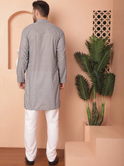 Chikankari Pure Cotton Kurta with Churidar-JOKP-561Grey